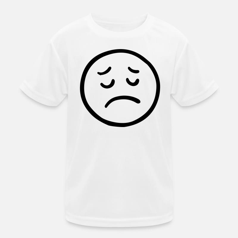 Trauriges Gesicht mit nachdenklichem Blick Kinder Funktions-T-Shirt