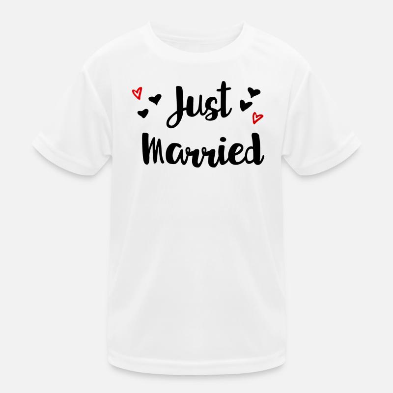Just married Herzchen Geschenkidee Kinder Funktions-T-Shirt