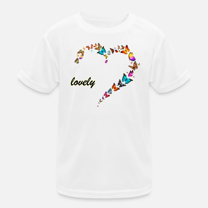 Schmetterlinge multi schönes Herz Kinder Funktions-T-Shirt