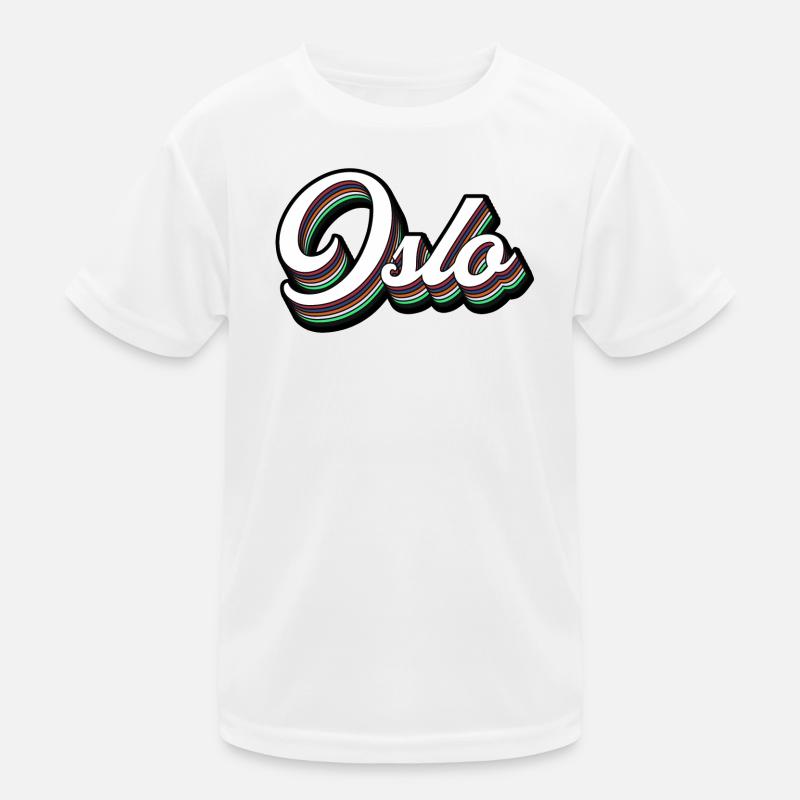Oslo City - Modern Typography Motif Kids Functional T-Shirt