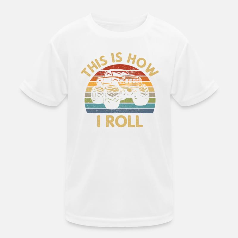 Monstertruck Silhouette Retro This Is How I Roll Kids Functional T-Shirt
