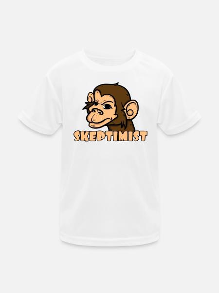 Skeptiker Affe - Skeptimist - Kinder Funktions-T-Shirt - Weiß - Vorne
