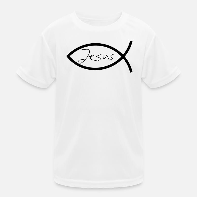 Jesus fish black Ichthys fish fish Kids Functional T-Shirt