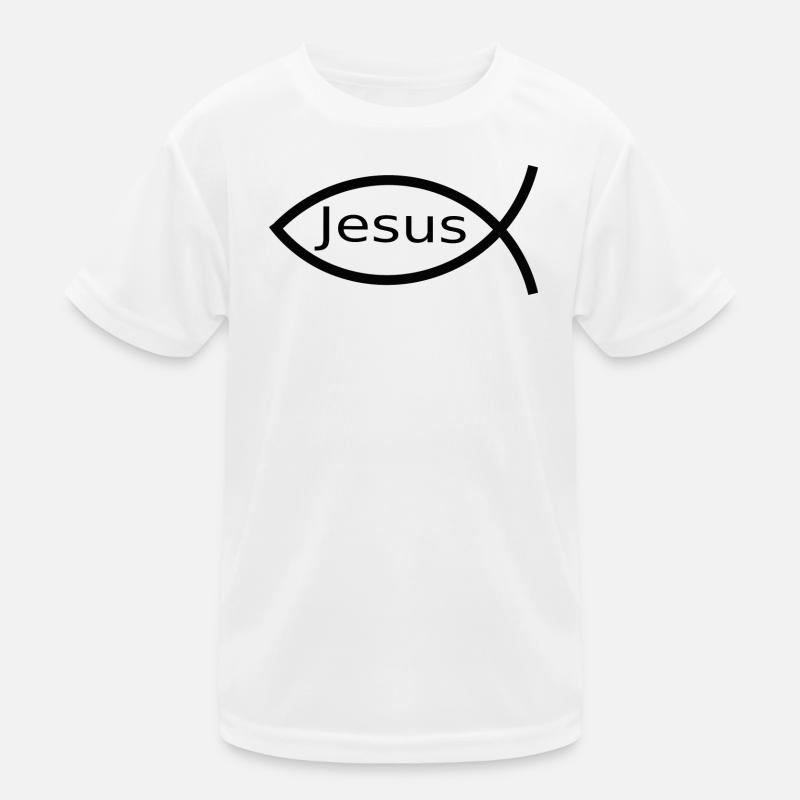 Jesus fish black Ichthys fish fish Kids Functional T-Shirt