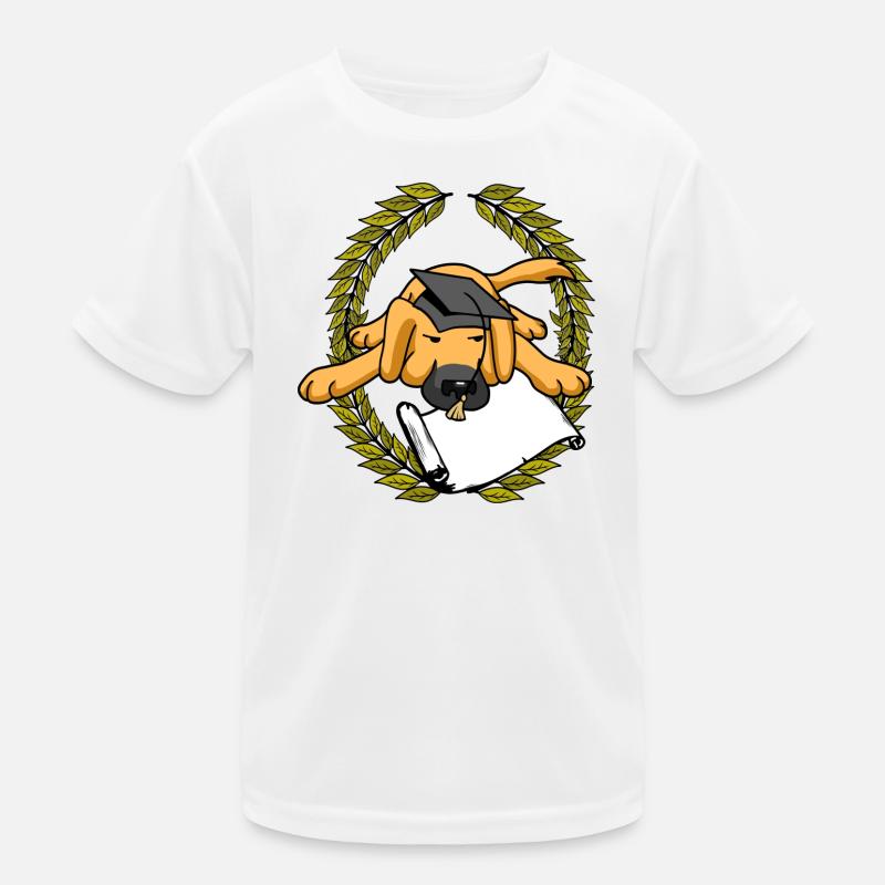 Laurel Wreath Dog Learned Master Diploma Examination Kids Functional T-Shirt