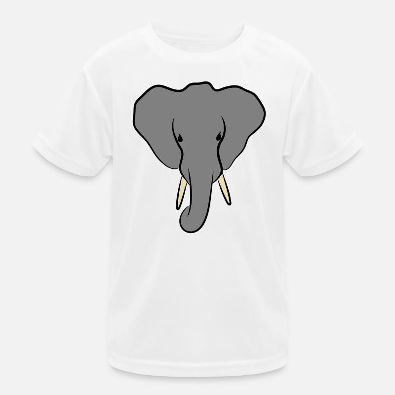 Elephant Head Minimalist - Kids Functional T-Shirt - white