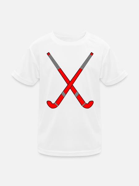 Feldhockeyschläger gekreuzt - Kinder Funktions-T-Shirt - Weiß - Vorne
