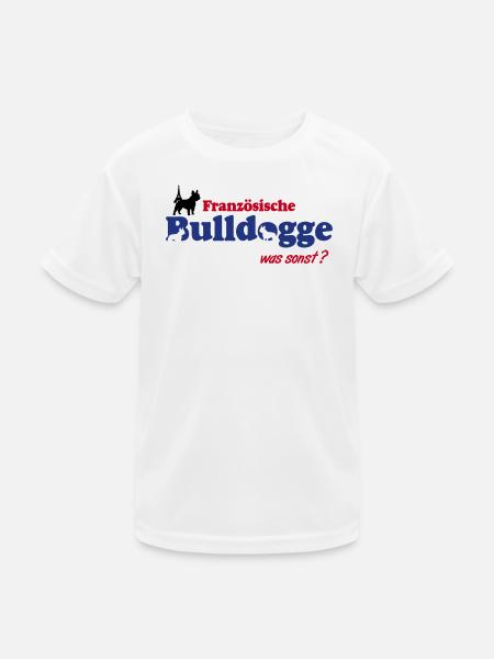 Französische Bulldogge Logo - Kinder Funktions-T-Shirt - Weiß - Vorne