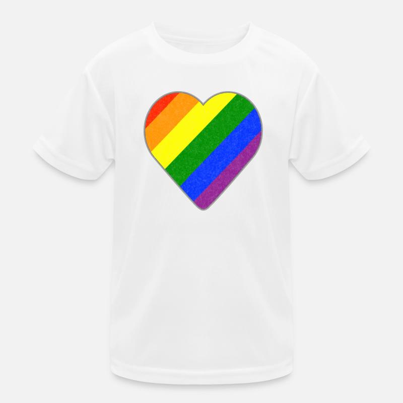 Regenbogen Herz Kinder Funktions-T-Shirt