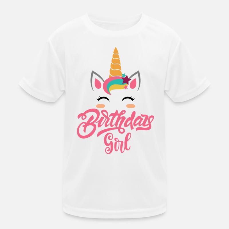 Geburtstagskind-Einhorn-Regenbogen Kinder Funktions-T-Shirt