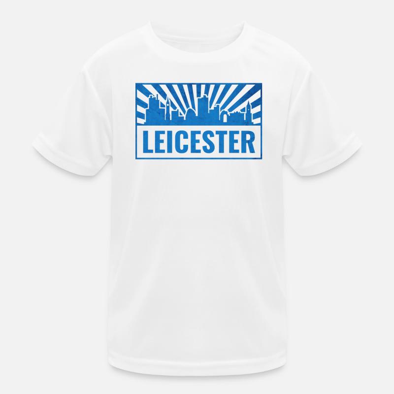 Leicester Skyline Blau Strahlen Kinder Funktions-T-Shirt