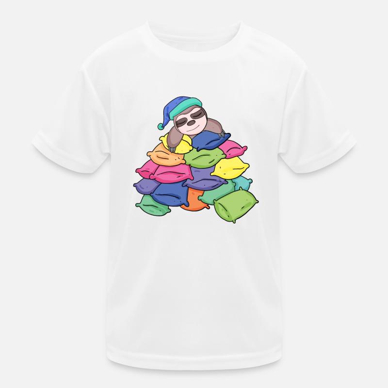 Sloth with lots of pillows Kids Functional T-Shirt