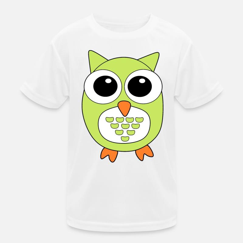 Eule grüne Eule - Kinder Funktions-T-Shirt - Weiß