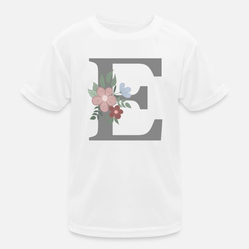Letter E with flower grey Kids Functional T-Shirt
