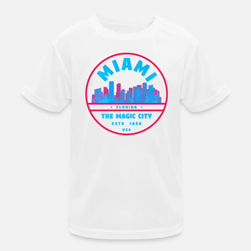 Miami Skyline Neon-Stempel Kinder Funktions-T-Shirt