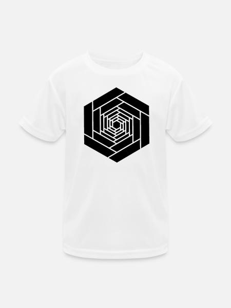 Infinite hexagon black flower - Kids Functional T-Shirt - white