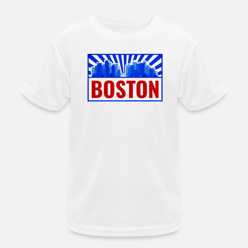 Boston Skyline Rétro Rouge Bleu T-shirt sport Enfant