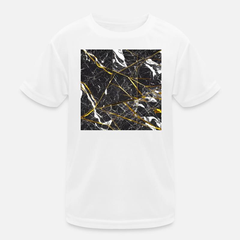 Marmor Schwarz Gold Marmorimitat Kinder Funktions-T-Shirt