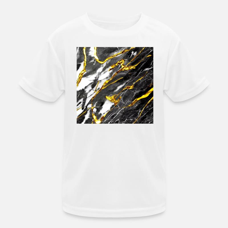 Marmor Optik Schwarz Gold Kinder Funktions-T-Shirt