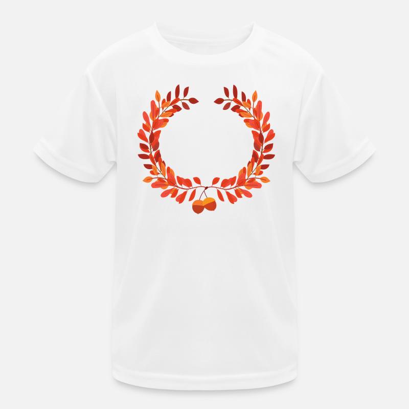 Autumn leaves wreath with acorns Kids Functional T-Shirt