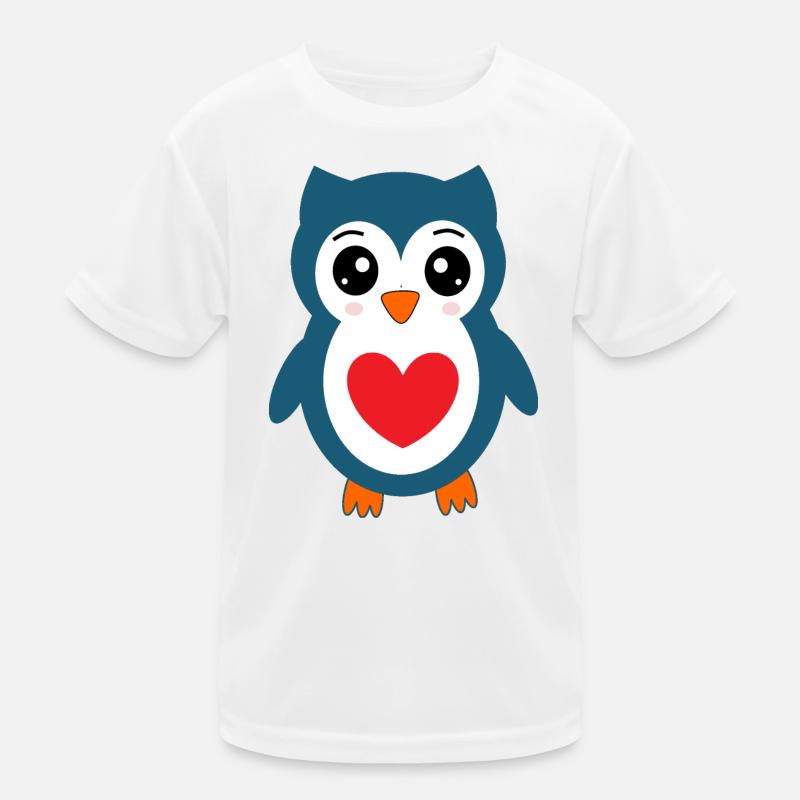 Eule blaue Eule  - Kinder Funktions-T-Shirt - Weiß
