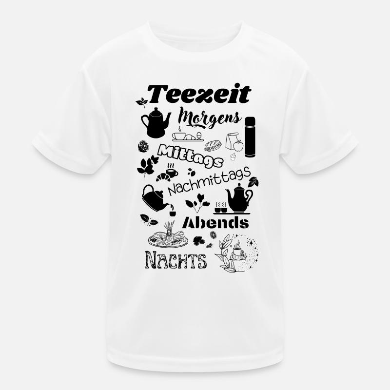Teezeit ist zu jeder Tageszeit Tee trinken Sprüche Kinder Funktions-T-Shirt
