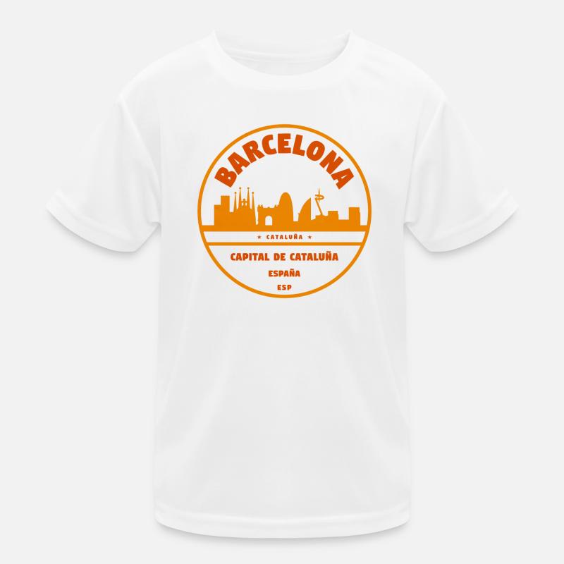 Barcelona Skyline Emblem Kinder Funktions-T-Shirt