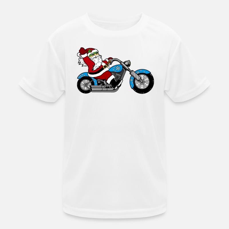 Conception de moto de Père Noël avec neige T-shirt sport Enfant