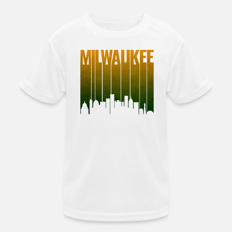 Milwaukee Skyline Gradient Silhouette Kinder Funktions-T-Shirt