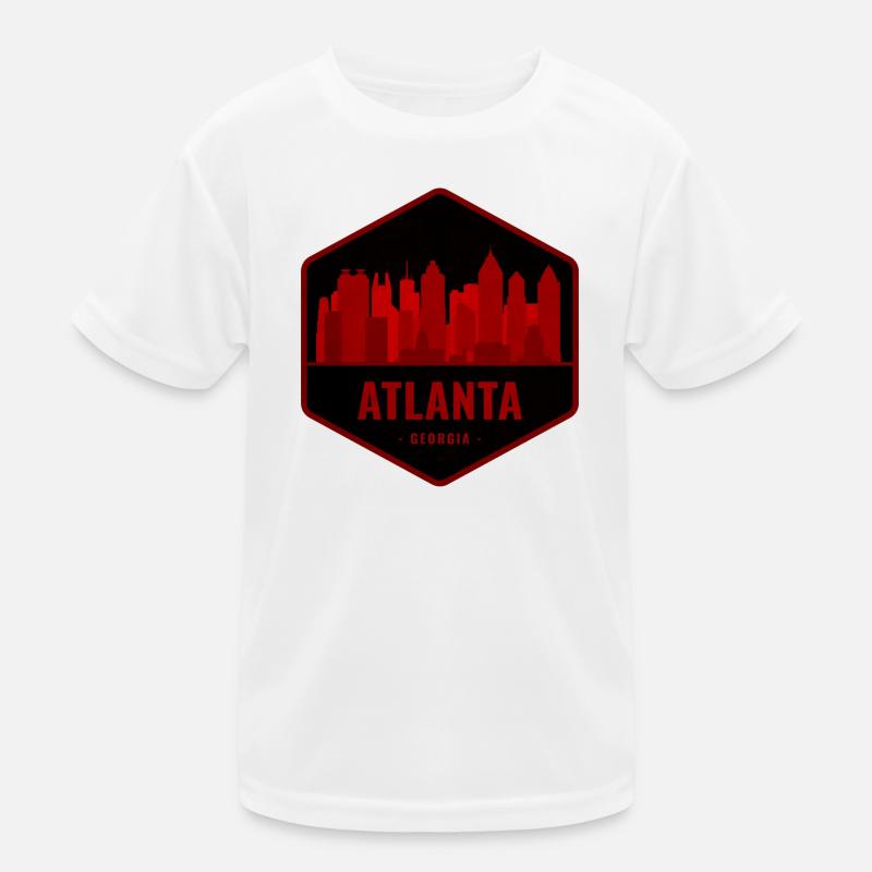 Atlanta Skyline Silhouette Red T-shirt sport Enfant