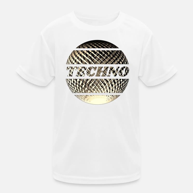 Techno disco ball gold - Kids Functional T-Shirt - white
