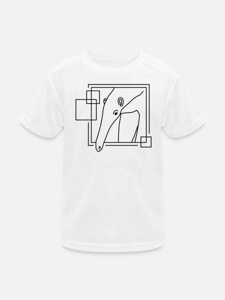 Ameisenbär in geometrischer Form - Line-Art-Design - Kinder Funktions-T-Shirt - Weiß