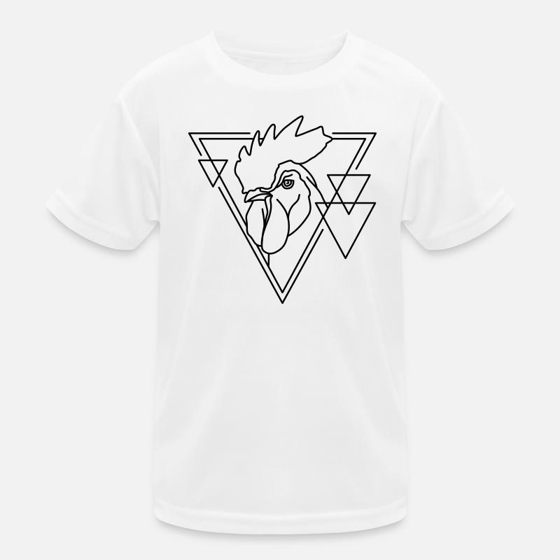Hahn in geometrischer Form - Line-Art-Design Kinder Funktions-T-Shirt