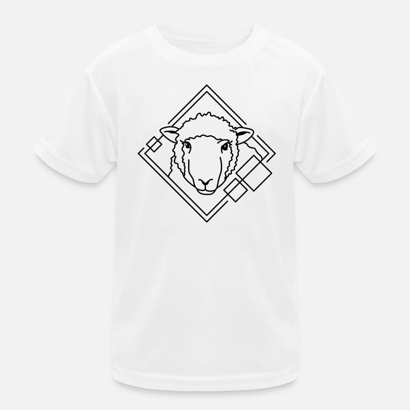 Schaf in geometrischer Form - Line-Art-Design Kinder Funktions-T-Shirt