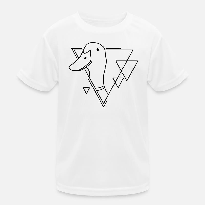 Duck in Geometric Shape - Line Art Design Kids Functional T-Shirt