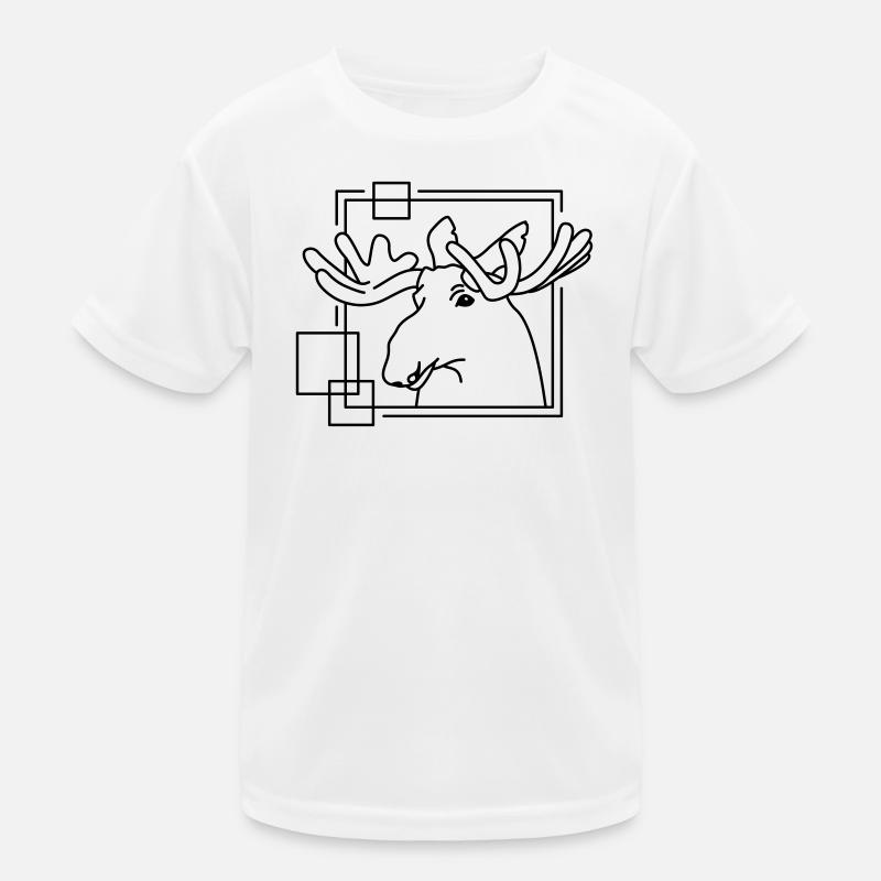 Elch in geometrischer Form - Line-Art-Design Kinder Funktions-T-Shirt