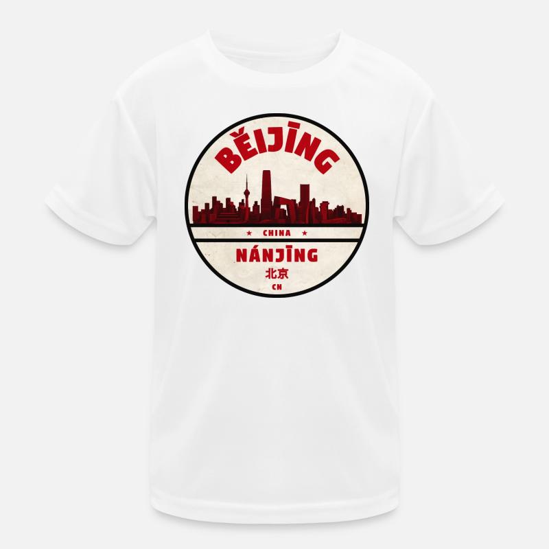 Beijing Skyline Retro Emblem Kids Functional T-Shirt
