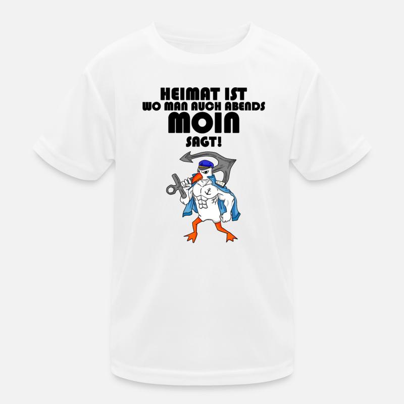 Nordsee Plattdeutsch Spruch Moin Möwe Kinder Funktions-T-Shirt