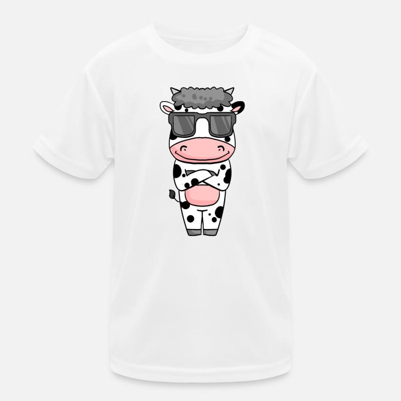 Kuh mit Sonnenbrille Kinder Funktions-T-Shirt