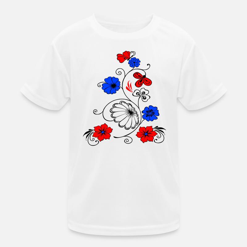 Blumenranke mit Schmetterling Kinder Funktions-T-Shirt