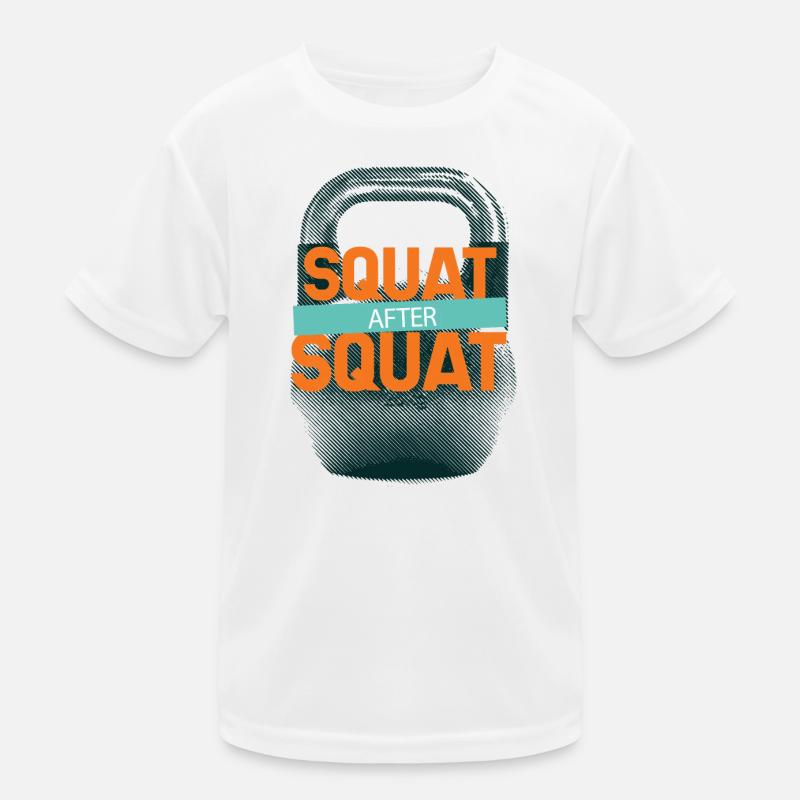 Kettlebell Squat Workout Kinder Funktions-T-Shirt