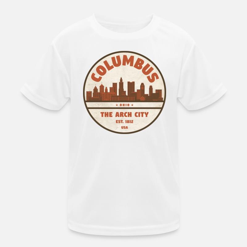 Columbus Skyline Vintage Patch Kinder Funktions-T-Shirt