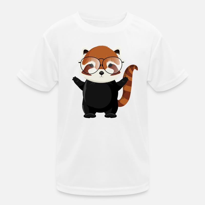 witziger roter Panda Bär mit Nerd Brille Kinder Funktions-T-Shirt