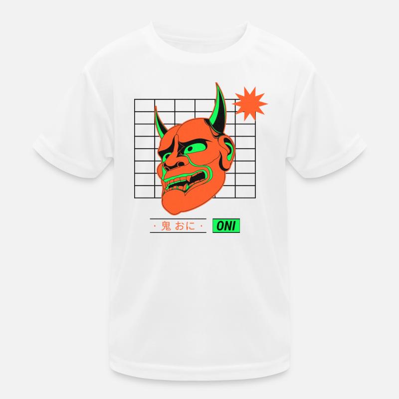 Neon Oni Mask Design  Kids Functional T-Shirt