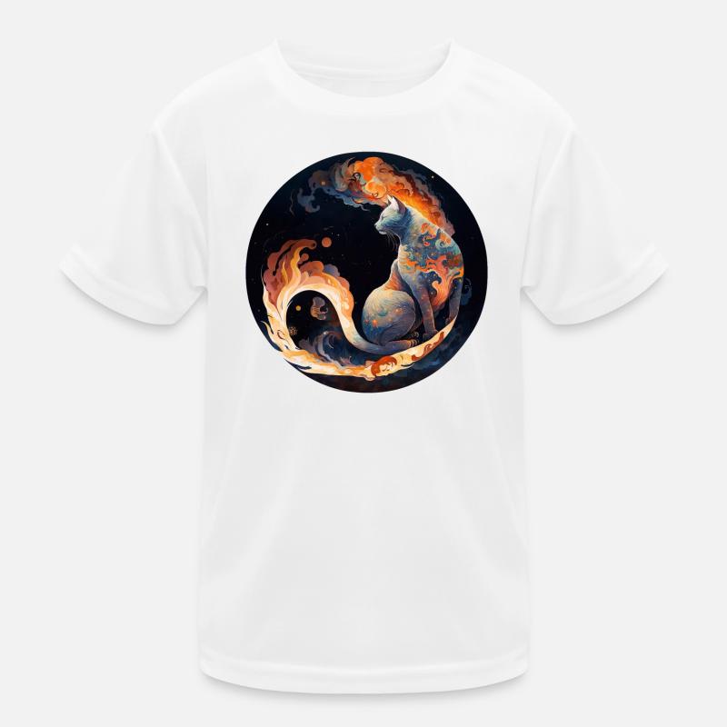 Fiery cat magic in constellation design Kids Functional T-Shirt