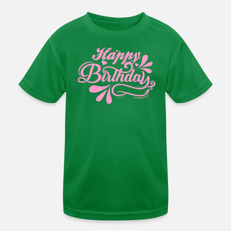 Birthday Bliss in Pink Script Kids Functional T-Shirt