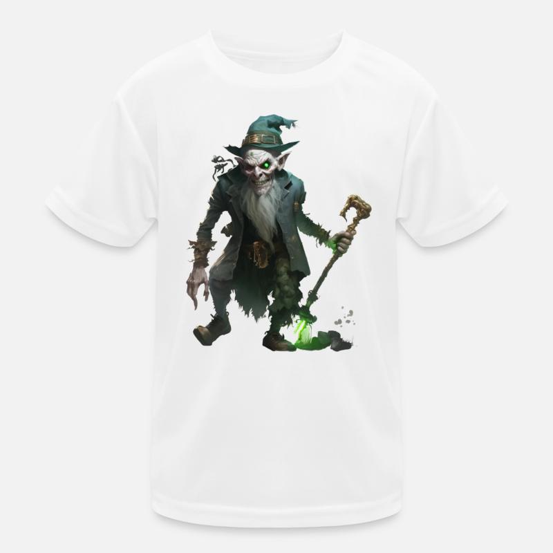Zombie Zauberer Kobold mit Stab Kinder Funktions-T-Shirt