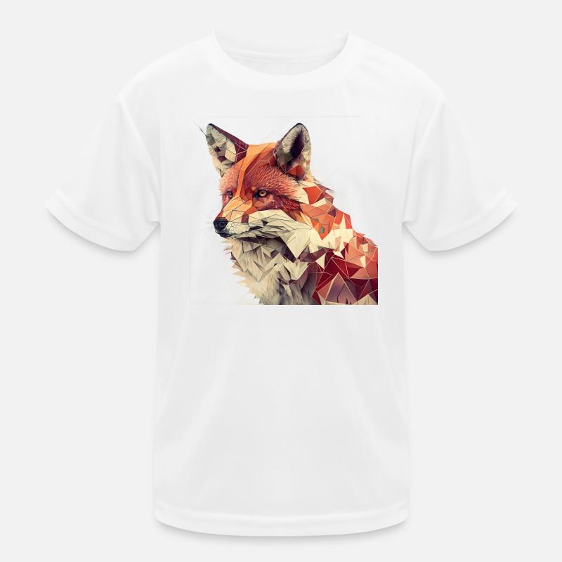 Fuchs - Geometrisches Tier Print - Kinder Funktions-T-Shirt - Weiß