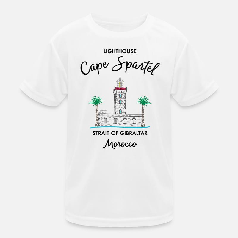 Marokko, Leuchtturm Kap Spartel, Gibraltar - Kinder Funktions-T-Shirt - Weiß
