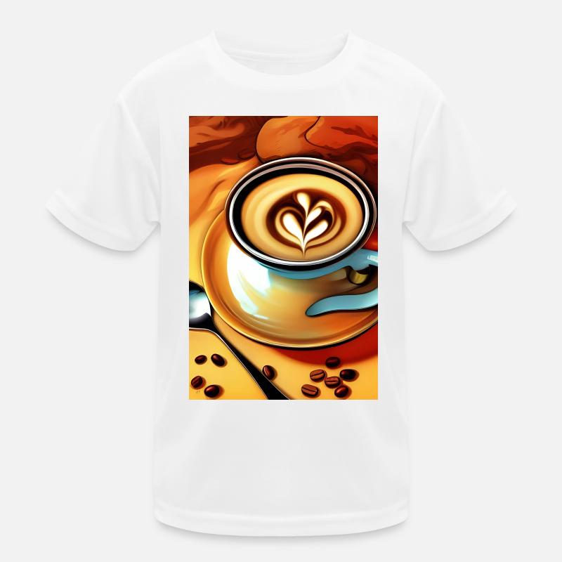 Kaffee, Kaffeebohnen - Kinder Funktions-T-Shirt - Weiß